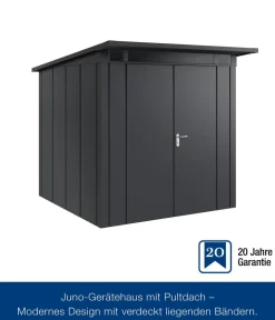 Hörmann Gartenhäuser & Gerätehäuser > Metallgerätehaus Juno JPD5 L-Sk Motiv Design mit Doppeltür, ca. B229/H224/T262 cm