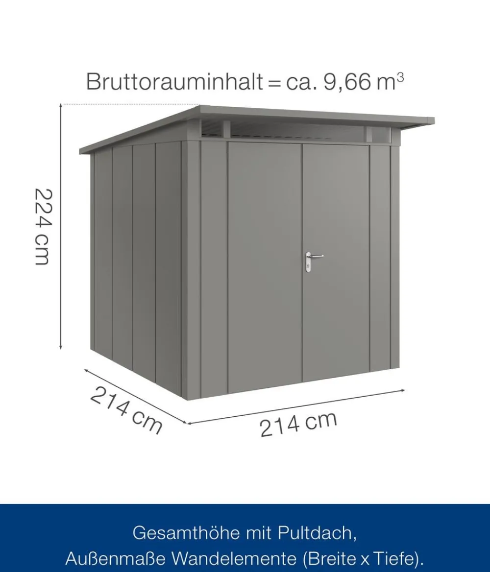 Hörmann Metallgerätehaus Juno JPD5 L-Sk Motiv Design mit Doppeltür, ca. B229/H224/T262 cm Graualuminium Best