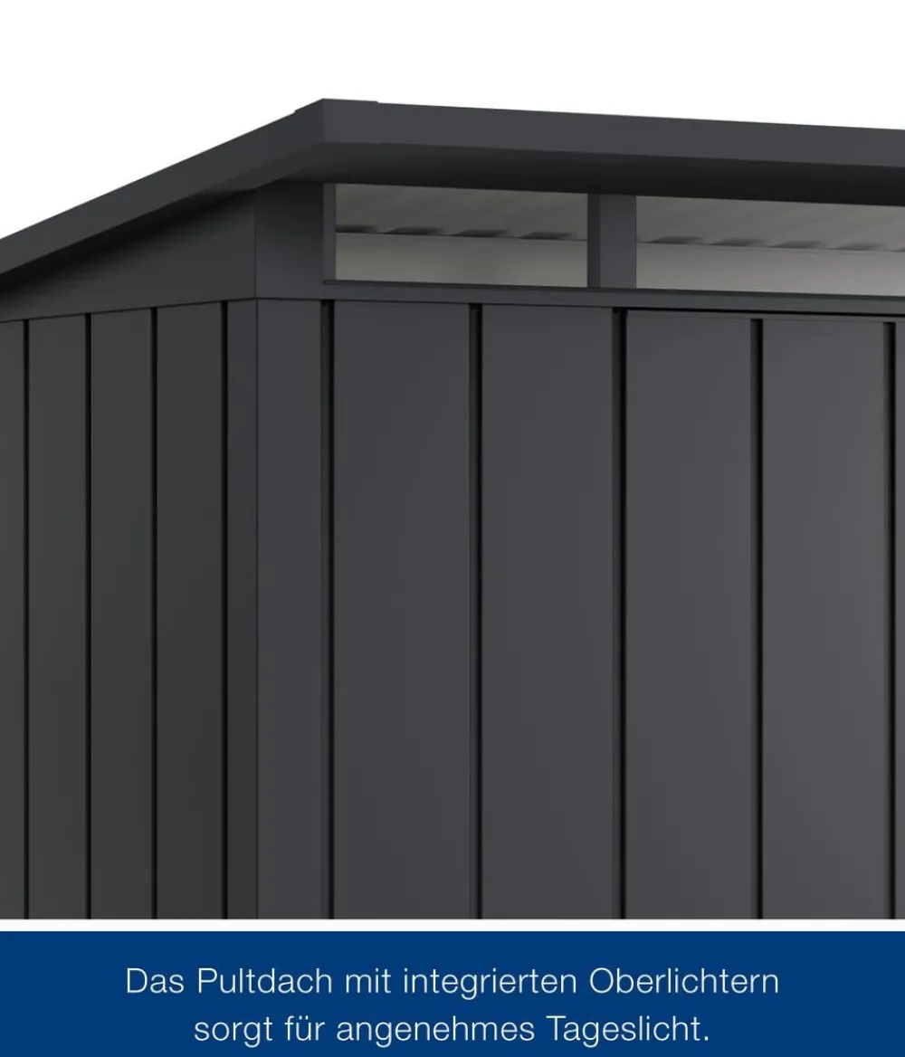 Hörmann Gartenhäuser & Gerätehäuser - Metallgerätehaus Juno JPD4 M-Sk Motiv Modern, ca. B229/H224/T214 cm Anthrazit