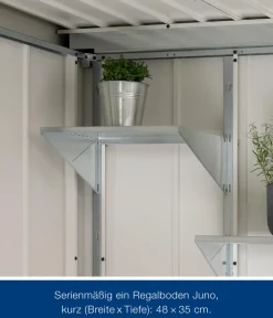 Hörmann Gartenhäuser & Gerätehäuser > Metallgerätehaus Juno JPD4 M-Sk Motiv Modern, ca. B229/H224/T214 cm