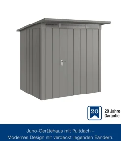 Hörmann Gartenhäuser & Gerätehäuser - Metallgerätehaus Juno JPD4 M-Sk Motiv Modern, ca. B229/H224/T214 cm Graualuminium