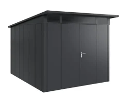 Hörmann Gartenhäuser & Gerätehäuser - Metallgerätehaus Juno JPD11 L-Sk Motiv Design mit Doppeltür, ca. B277/H232/T358 cm Graualuminium