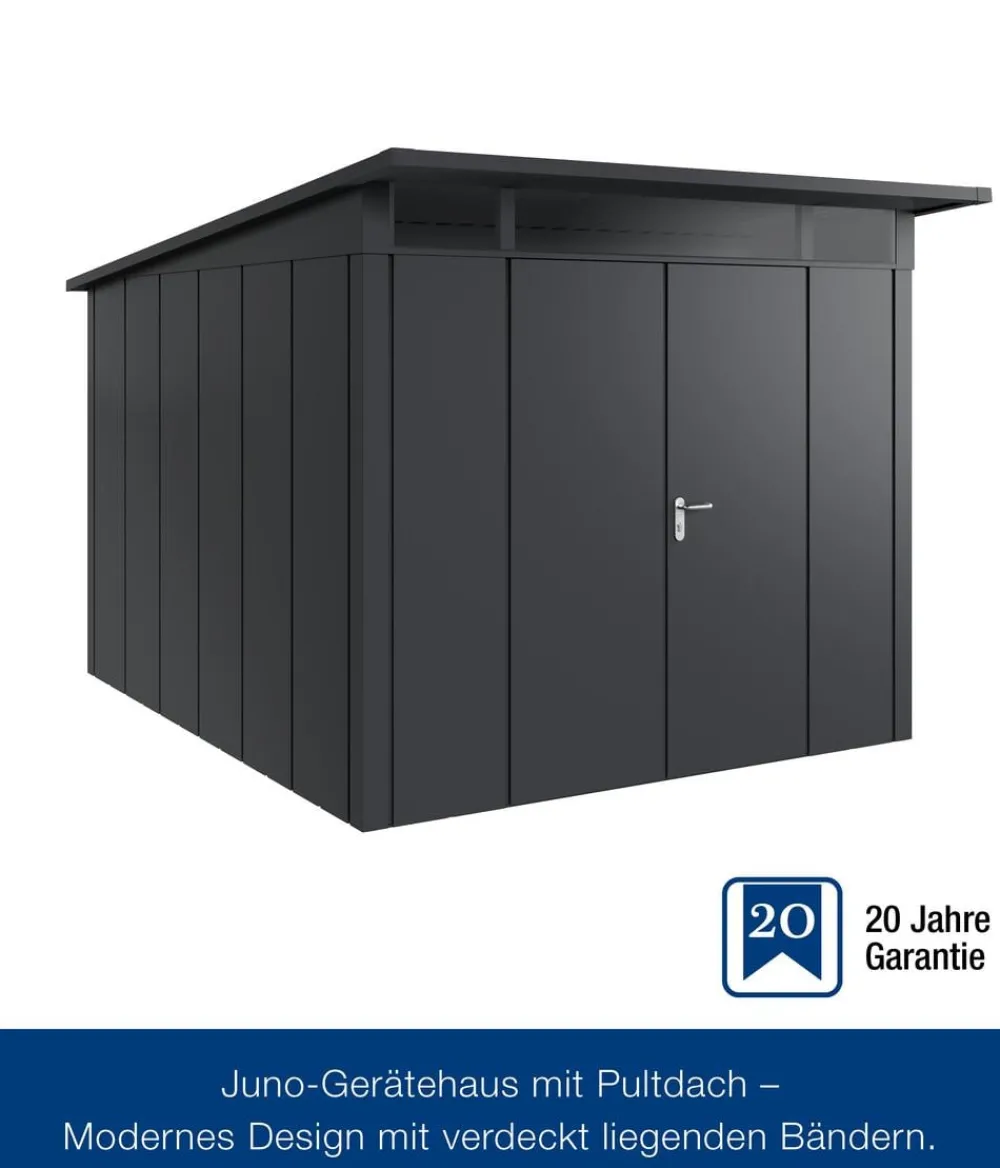 Hörmann Metallgerätehaus Juno JPD11 L-Sk Motiv Design mit Doppeltür, ca. B277/H232/T358 cm Anthrazit Online