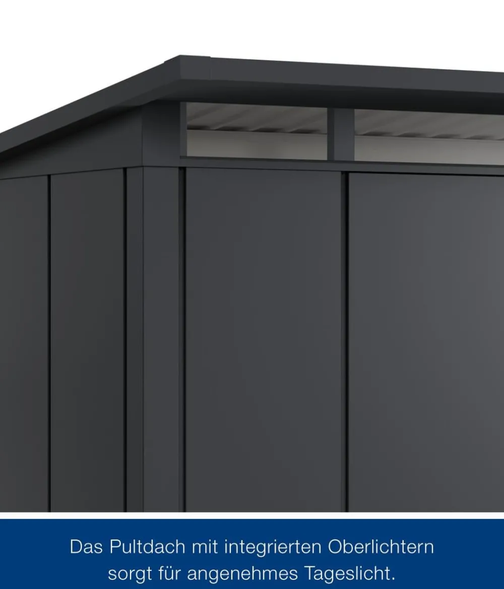 Hörmann Metallgerätehaus Juno JPD11 L-Sk Motiv Design mit Doppeltür, ca. B277/H232/T358 cm Anthrazit Online