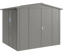 Hörmann Metallgerätehaus Juno JSD9 L-Sk Motiv Design bodentiefes Fenster mit Doppeltür, ca. B285/H227/T237 cm Graualuminium