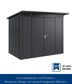 Hörmann Metallgerätehaus Juno JPD8 L-Sk Motiv Design mit Doppeltür, ca. B277/H224/T214 cm Anthrazit