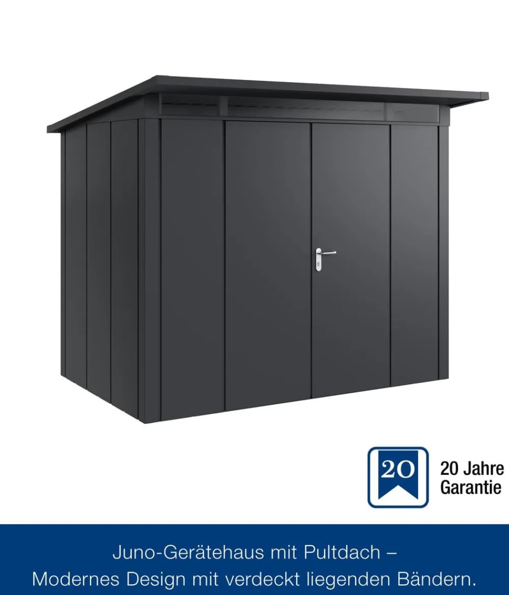 Hörmann Metallgerätehaus Juno JPD8 L-Sk Motiv Design mit Doppeltür, ca. B277/H224/T214 cm Anthrazit
