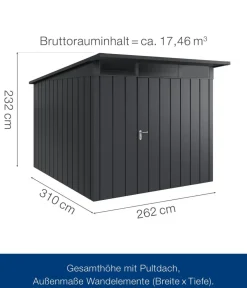 Hörmann Metallgerätehaus Juno JPD11 M-Sk Motiv Modern, ca. B277/H232/T358 cm Anthrazit Best