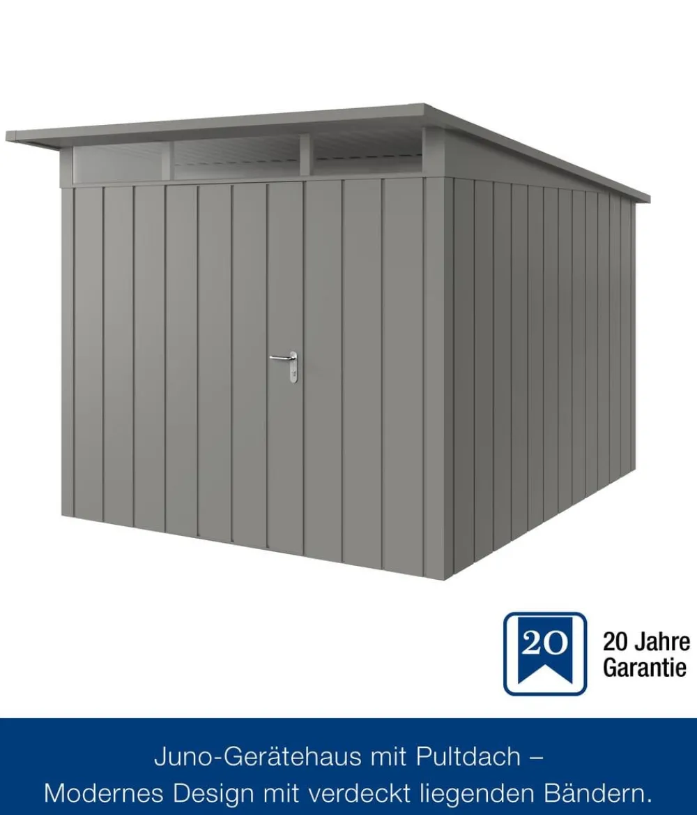 Hörmann Gartenhäuser & Gerätehäuser > Metallgerätehaus Juno mit Lichtband & Doppeltür JFD4 2116 M-Sk, ca. B229/H239/T181 cm