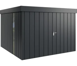 Hörmann Gartenhäuser & Gerätehäuser - Metallgerätehaus Juno JFD14 M-Sk Motiv Modern bodentiefes Fenster mit Doppeltür, ca. B325/H222/T325 cm Anthrazit