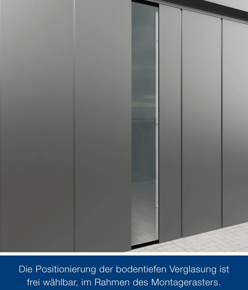 Hörmann Metallgerätehaus Juno JFD14 M-Sk Motiv Modern bodentiefes Fenster mit Doppeltür, ca. B325/H222/T325 cm Graualuminium