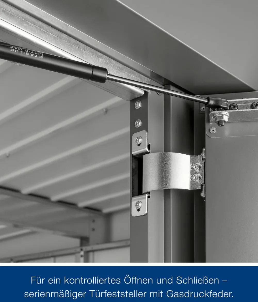 Hörmann Metallgerätehaus Juno JFD14 M-Sk Motiv Modern bodentiefes Fenster mit Doppeltür, ca. B325/H222/T325 cm Graualuminium