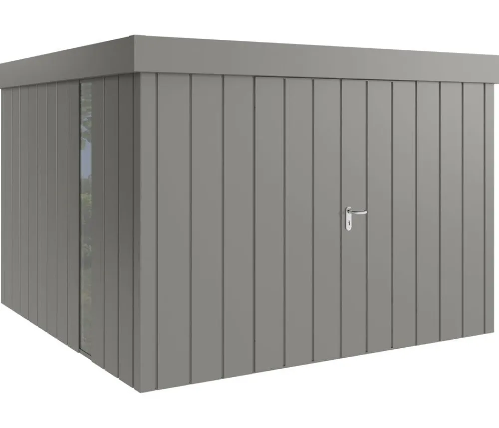 Hörmann Metallgerätehaus Juno JFD14 M-Sk Motiv Modern bodentiefes Fenster mit Doppeltür, ca. B325/H222/T325 cm Graualuminium
