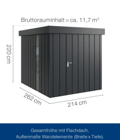 Hörmann Gartenhäuser & Gerätehäuser > Metallgerätehaus Juno JFD6 M-Sk Motiv Modern bodentiefes Fenster, ca. B229/H222/T277 cm