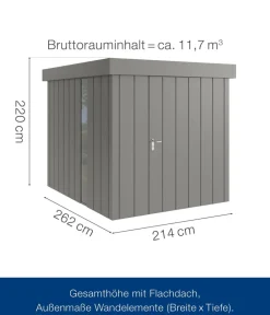 Hörmann Gartenhäuser & Gerätehäuser > Metallgerätehaus Juno JFD6 M-Sk Motiv Modern bodentiefes Fenster, ca. B229/H222/T277 cm