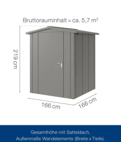 Hörmann Metallgerätehaus Juno JSD2 L-Sk Motiv Design, ca. B189/H219/T181 cm Graualuminium Outlet
