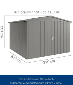 Hörmann Gartenhäuser & Gerätehäuser > Metallgerätehaus Juno JSD14 M-Sk Motiv Modern mit Doppeltür, ca. B333/H231/T325 cm