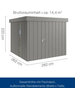 Hörmann Metallgerätehaus Juno JFD10 M-Sk Motiv Modern bodentiefes Fenster, ca. B277/H222/T277 cm Graualuminium Clearance
