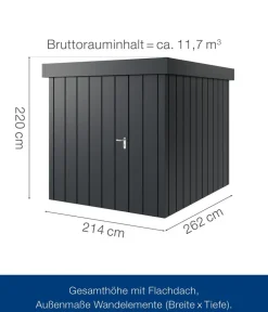 Hörmann Gartenhäuser & Gerätehäuser > Metallgerätehaus Juno JFD6 M-Sk Motiv Modern, ca. B229/H222/T277 cm