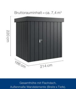 Hörmann Metallgerätehaus Juno JFD4 M-Sk Motiv Modern, ca. B229/H222/T181 cm Anthrazit Discount