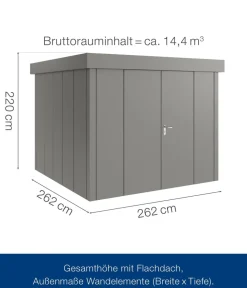 Hörmann Metallgerätehaus Juno JFD10 L-Sk Motiv Design mit Doppeltür, ca. B277/H222/T277 cm Graualuminium Outlet