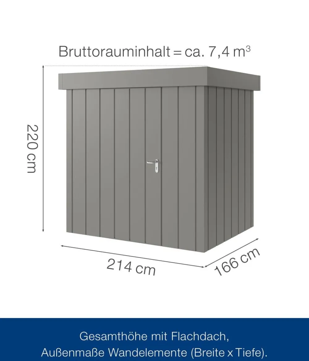 Hörmann Gartenhäuser & Gerätehäuser - Metallgerätehaus Juno JFD4 M-Sk Motiv Modern, ca. B229/H222/T181 cm Graualuminium