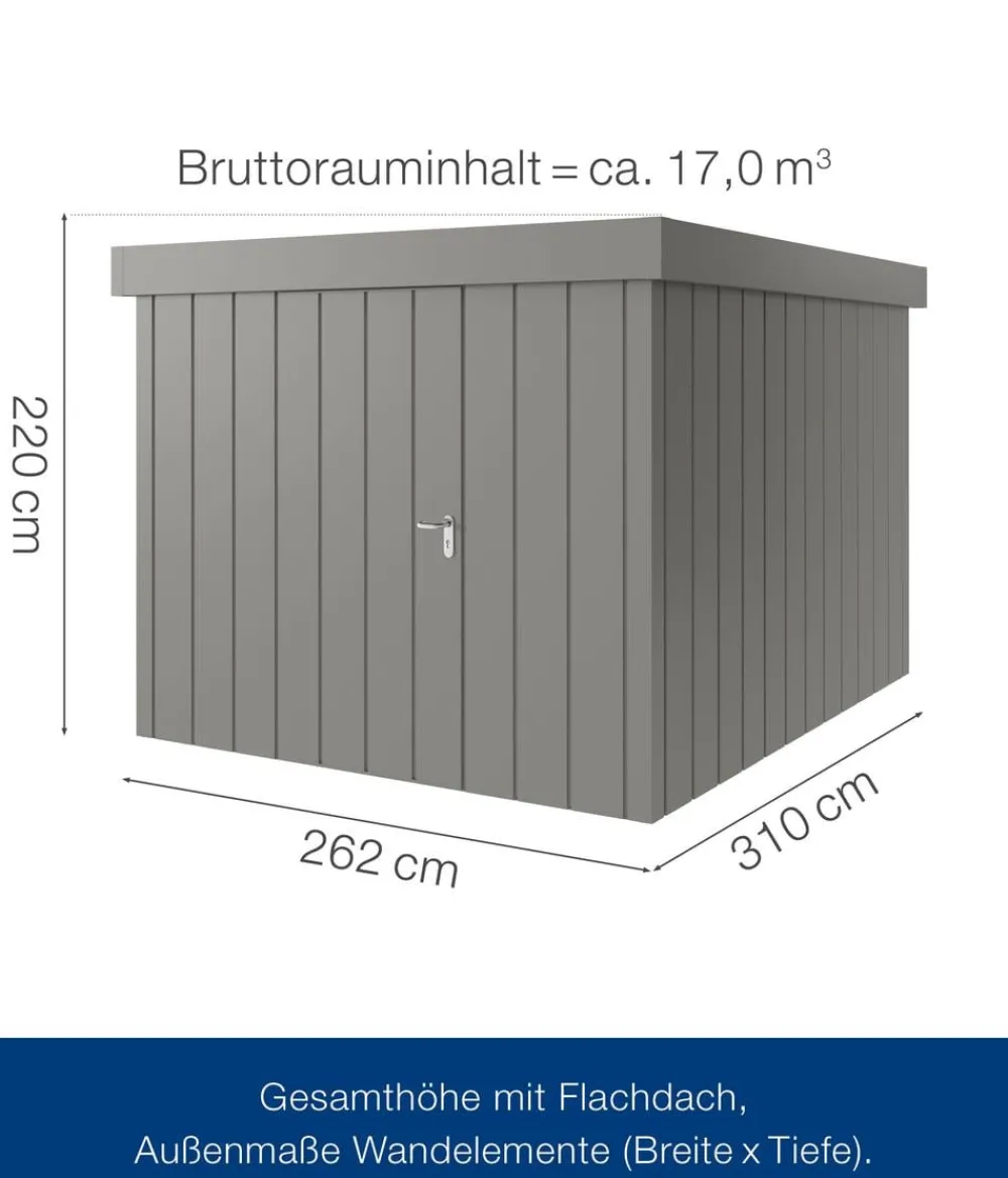 Hörmann Gartenhäuser & Gerätehäuser > Metallgerätehaus Juno JFD11 M-Sk Motiv Modern, ca. B277/H222/T325 cm