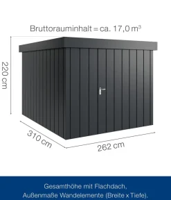 Hörmann Gartenhäuser & Gerätehäuser - Metallgerätehaus Juno JFD11 M-Sk Motiv Modern, ca. B277/H222/T325 cm Anthrazit