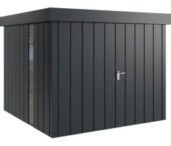 Hörmann Gartenhäuser & Gerätehäuser > Metallgerätehaus Juno JFD10 M-Sk Motiv Modern bodentiefes Fenster mit Doppeltür, ca. B277/H222/T277 cm