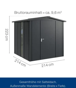 Hörmann Metallgerätehaus Juno JSD5 L-Sk Motiv Design bodentiefes Fenster, ca. B237/H223/T229 cm Anthrazit Discount