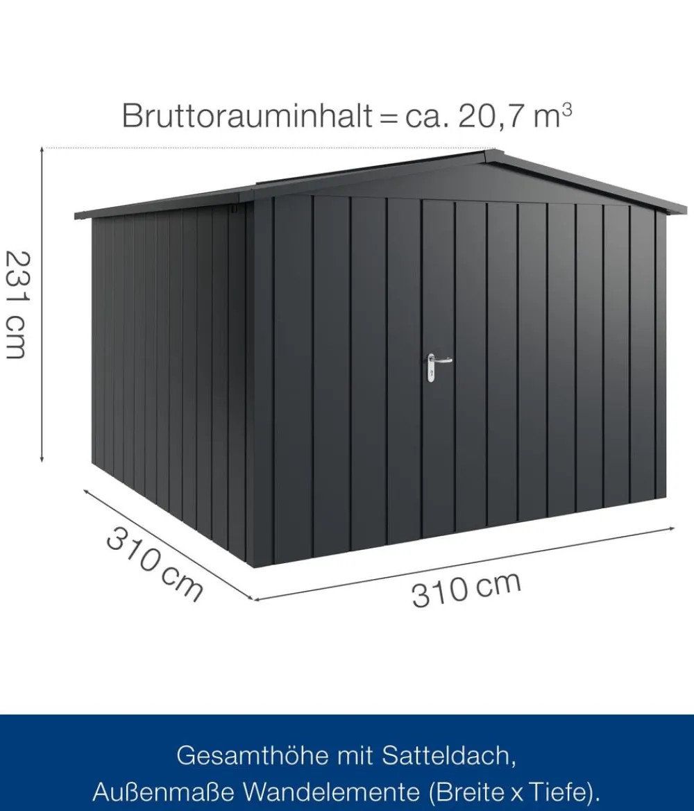 Hörmann Gartenhäuser & Gerätehäuser > Metallgerätehaus Juno JSD14 M-Sk Motiv Modern, ca. B333/H231/T325 cm