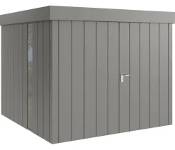 Hörmann Gartenhäuser & Gerätehäuser - Metallgerätehaus Juno JFD10 M-Sk Motiv Modern bodentiefes Fenster mit Doppeltür, ca. B277/H222/T277 cm Graualuminium