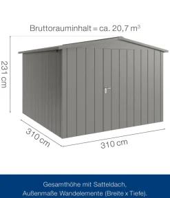 Hörmann Metallgerätehaus Juno JSD14 M-Sk Motiv Modern, ca. B333/H231/T325 cm Graualuminium Best