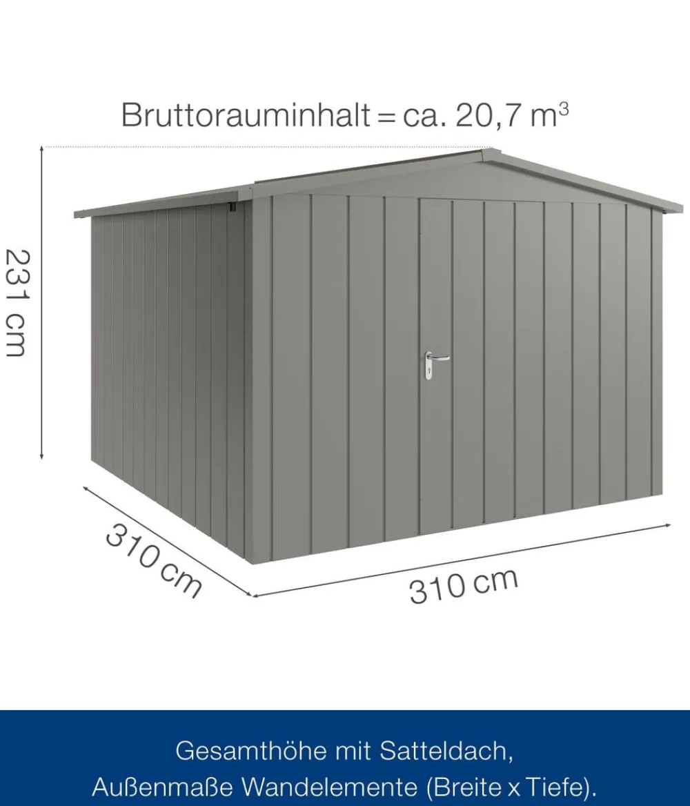Hörmann Metallgerätehaus Juno JSD14 M-Sk Motiv Modern, ca. B333/H231/T325 cm Graualuminium Best