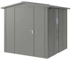 Hörmann Gartenhäuser & Gerätehäuser - Metallgerätehaus Juno JSD5 L-Sk Motiv Design bodentiefes Fenster, ca. B237/H223/T229 cm Graualuminium