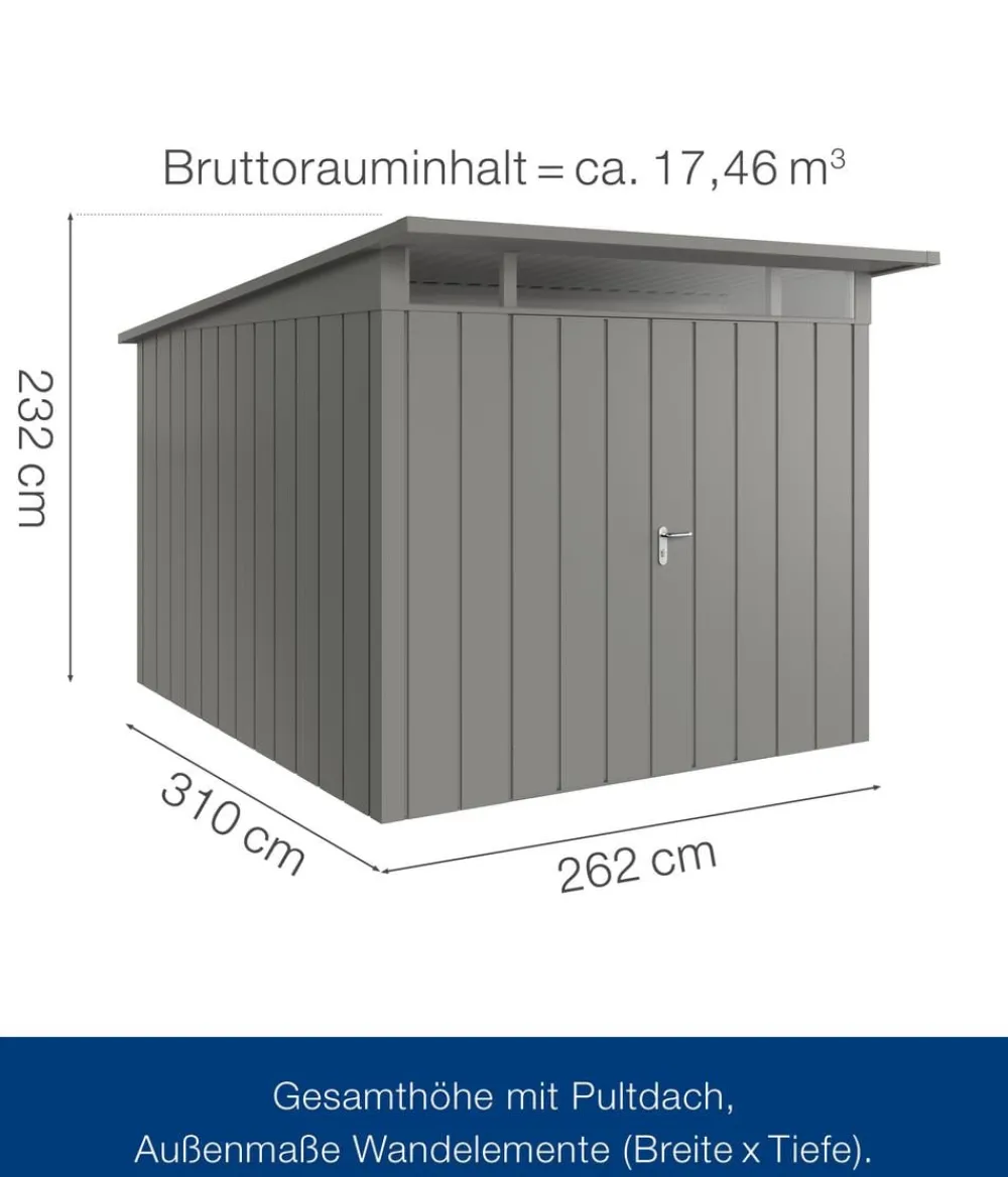 Hörmann Metallgerätehaus Juno JPD11 M-Sk Motiv Modern mit Doppeltür, ca. B277/H232/T358 cm Graualuminium Sale