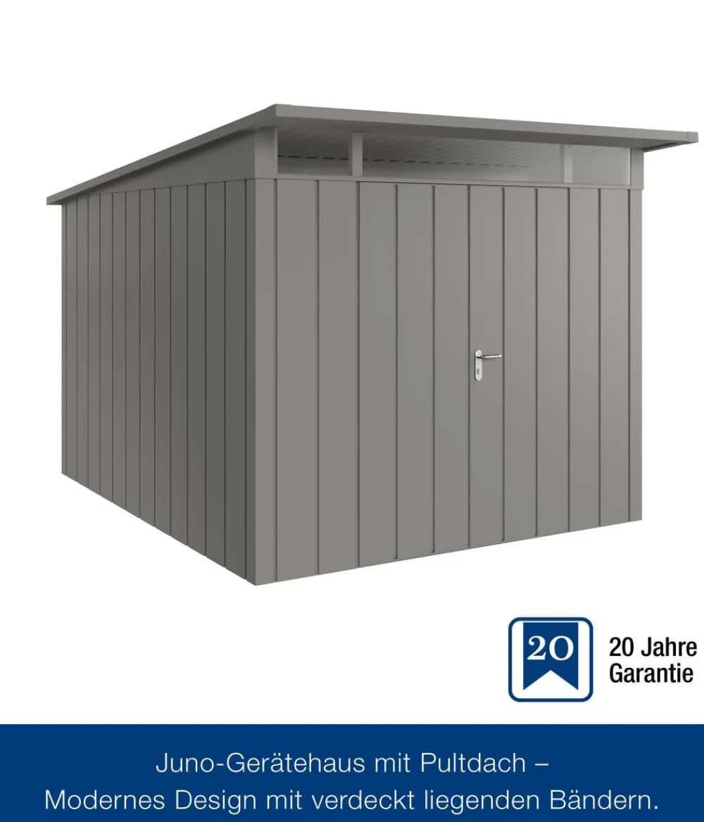 Hörmann Metallgerätehaus Juno JPD11 M-Sk Motiv Modern mit Doppeltür, ca. B277/H232/T358 cm Graualuminium Sale