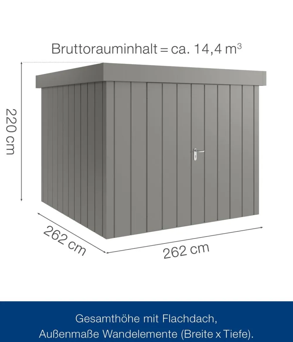 Hörmann Metallgerätehaus Juno JFD10 M-Sk Motiv Modern mit Doppeltür, ca. B277/H222/T277 cm Graualuminium New