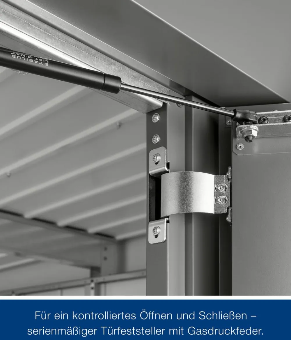 Hörmann Metallgerätehaus Juno JFD10 M-Sk Motiv Modern mit Doppeltür, ca. B277/H222/T277 cm Graualuminium New