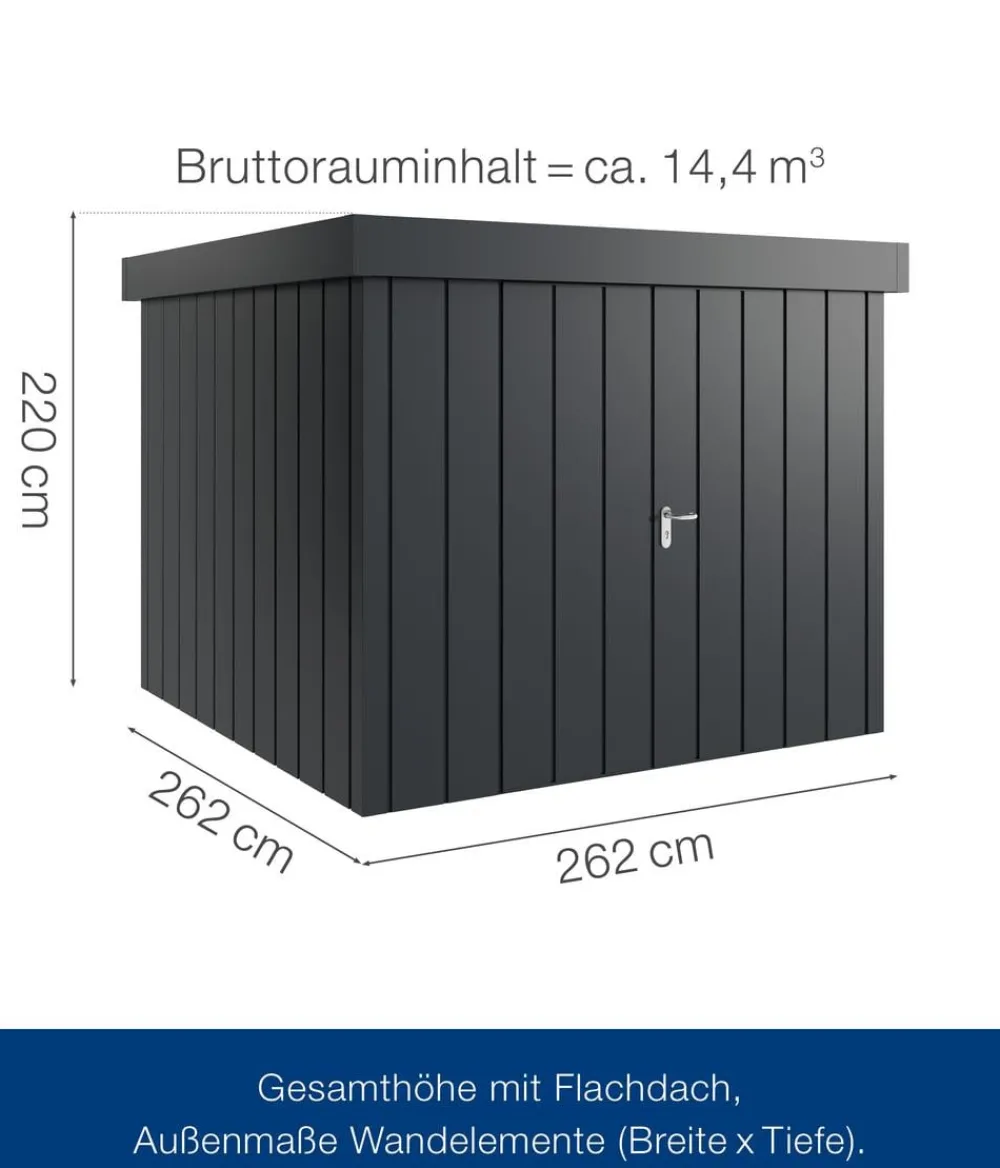 Hörmann Gartenhäuser & Gerätehäuser - Metallgerätehaus Juno JFD10 M-Sk Motiv Modern mit Doppeltür, ca. B277/H222/T277 cm Anthrazit