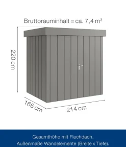 Hörmann Gartenhäuser & Gerätehäuser > Metallgerätehaus Juno JFD4 M-Sk Motiv Modern mit Doppeltür, ca. B229/H222/T181 cm