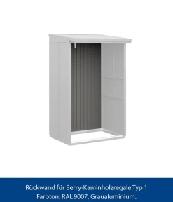Hörmann Rückwand für Berry-Kaminholzregal Typ 1, ca. B117,3/H188 cm Graualuminium Best