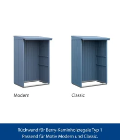 Hörmann Anbauten - Rückwand für Berry-Kaminholzregal Typ 1, ca. B117,3/H188 cm Taubenblau