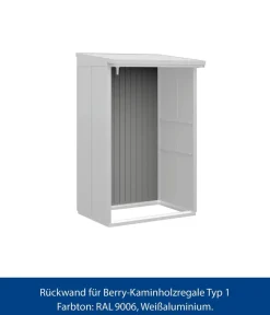 Hörmann Anbauten - Rückwand für Berry-Kaminholzregal Typ 1, ca. B117,3/H188 cm Weißaluminium
