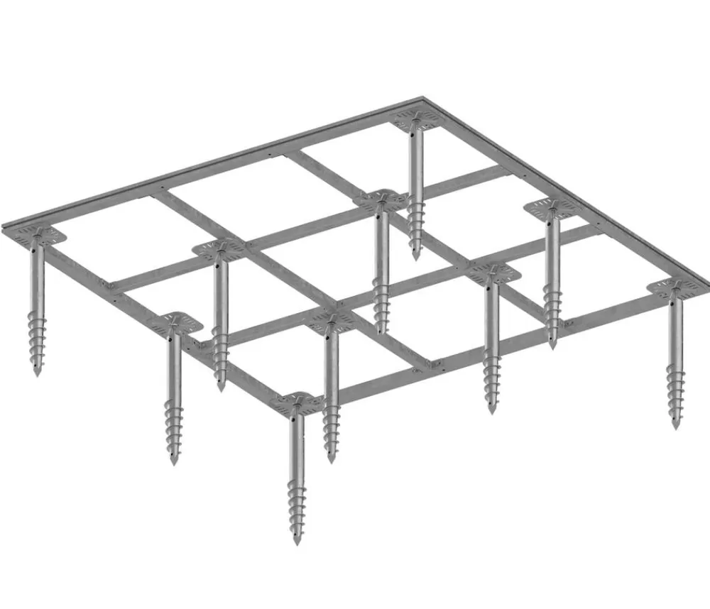 Hörmann Böden & Fundamente - Stahl-Schraubfundament für Gerätehaus Juno JSD/JFD 4/5/8, 10 Schrauben Silber