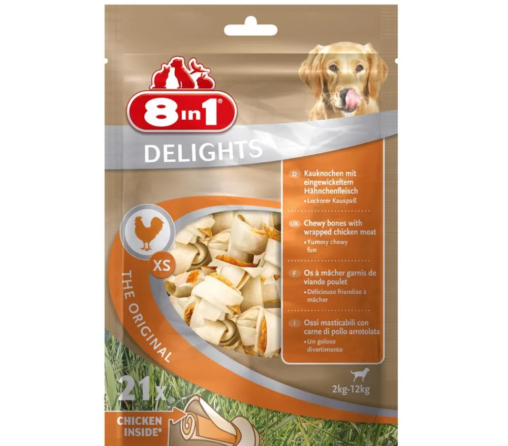 8in1 Hundeleckerlies > Hundesnack Delights Kauknochen im Beutel