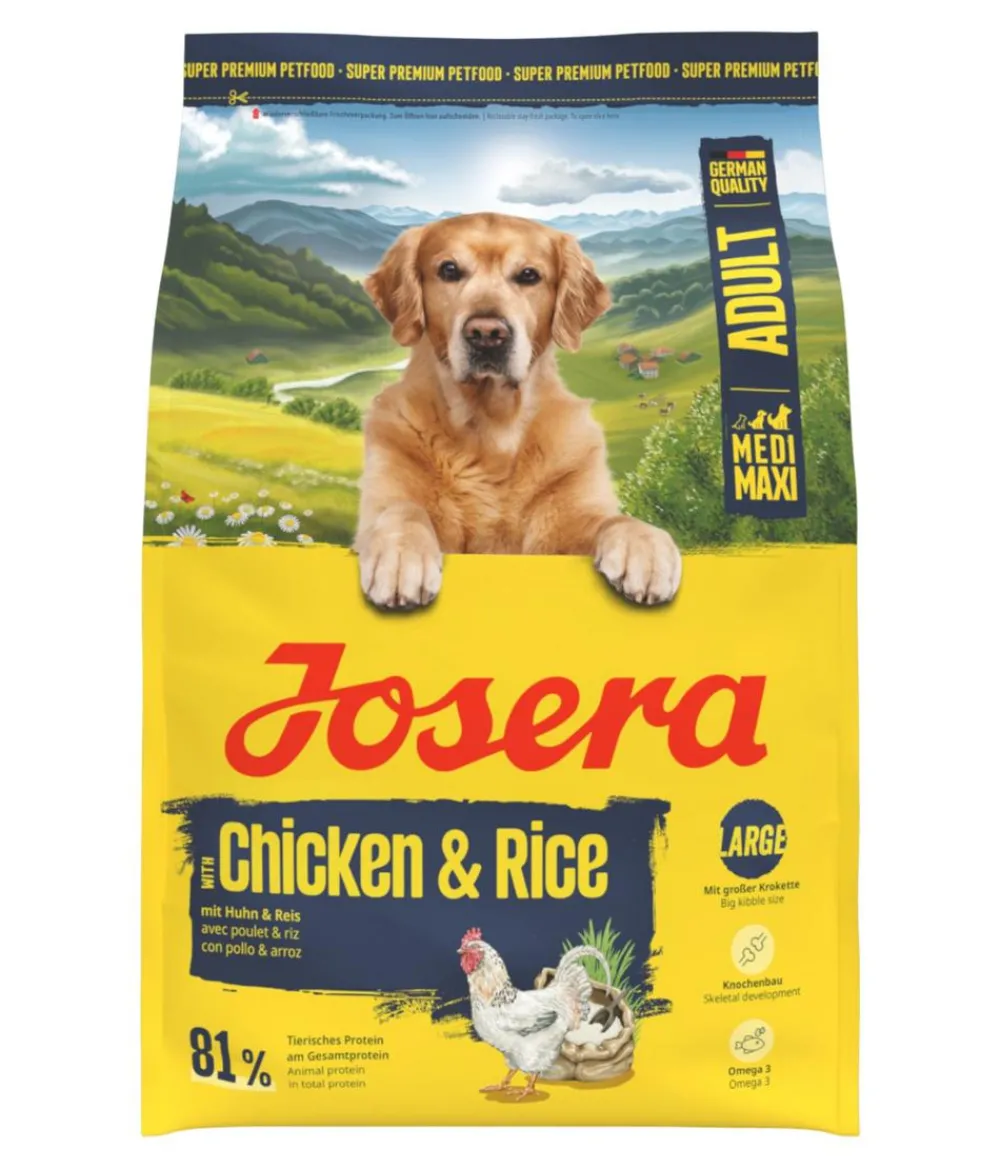 Josera Trockenfutter Hund - Trockenfutter für Hunde Medi/Maxi Adult, Huhn & Reis