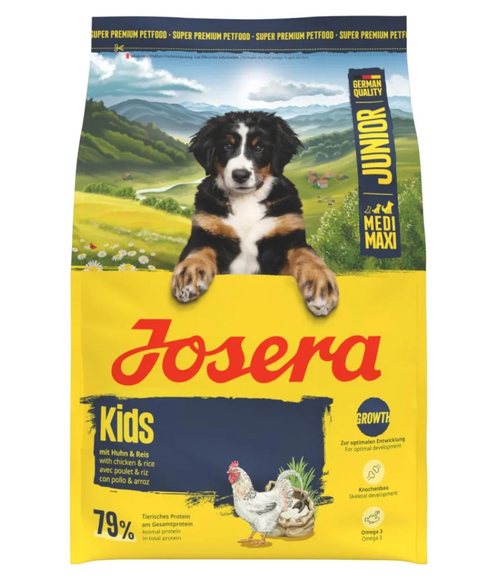Josera Trockenfutter Hund - Trockenfutter für Hunde Kids Medi/Maxi Junior, Huhn & Reis