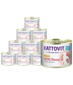 KATTOVIT Feline Diet Diätfutter Katze|Nassfutter Katze - Nassfutter für Katzen, Niere/Renal, 12 x 185 g