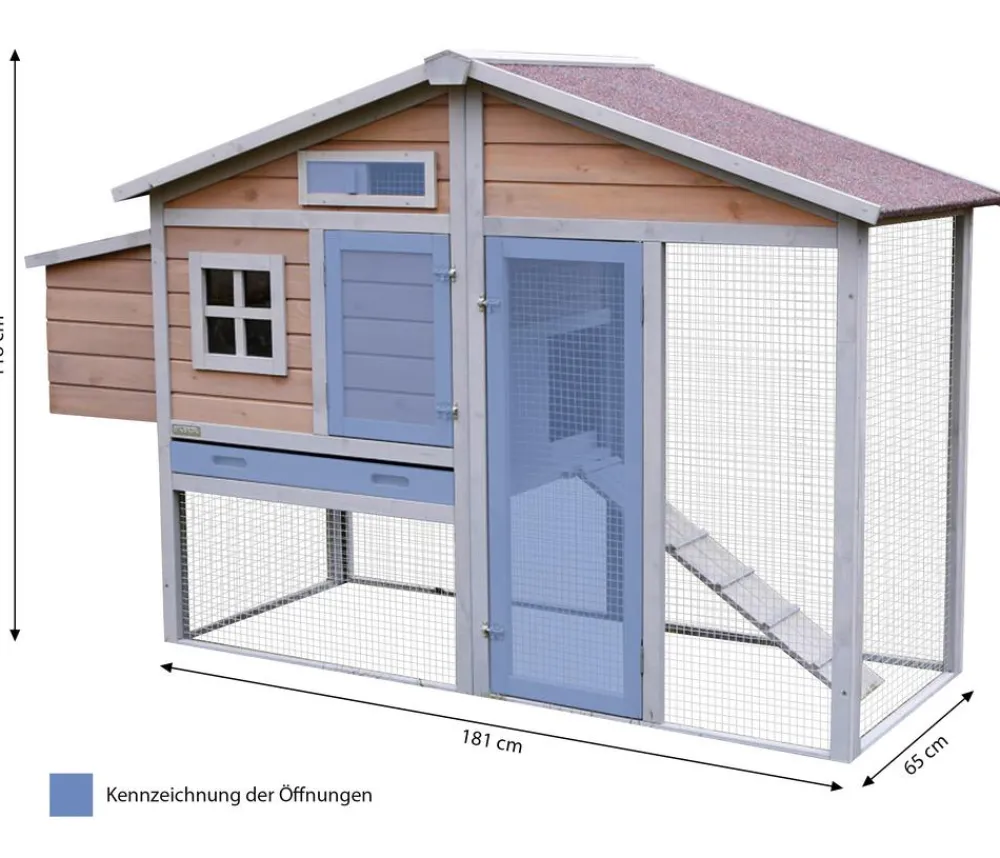 Kerbl Bauernhof Zubehör|Hühnerställe - Hühnerstall Bonny, ca. B181/H118/T65 cm
